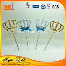 Gold Color Crown with Toothpick Cake Toppers for Birthday Cake Decoration